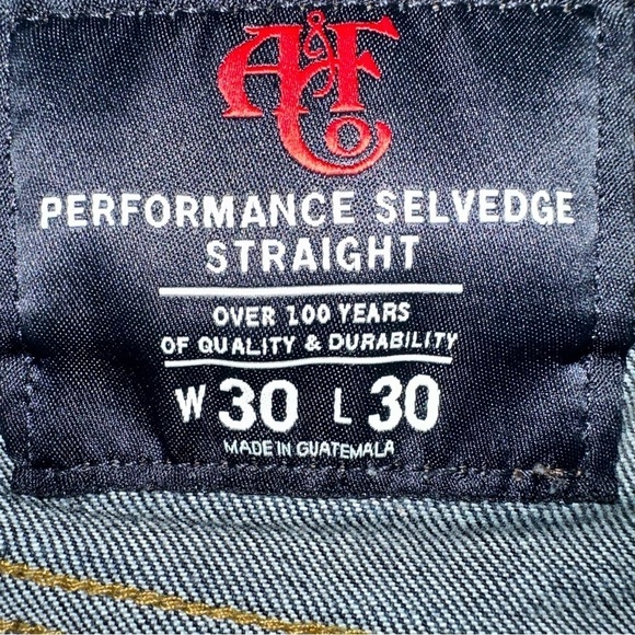 Abercrombie & Fitch Jeans Mens 30x30 Blue Performance Selvedge Straight Stretch - Picture 2 of 14